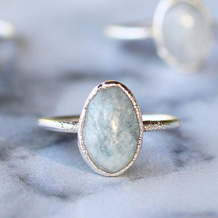 Polished Aquamarine Ring in Sterling Silver