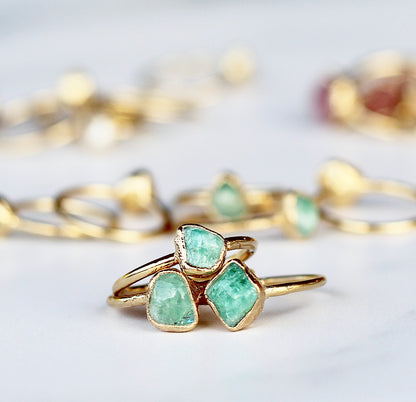 Polished Mint Green Emerald Ring in Gold
