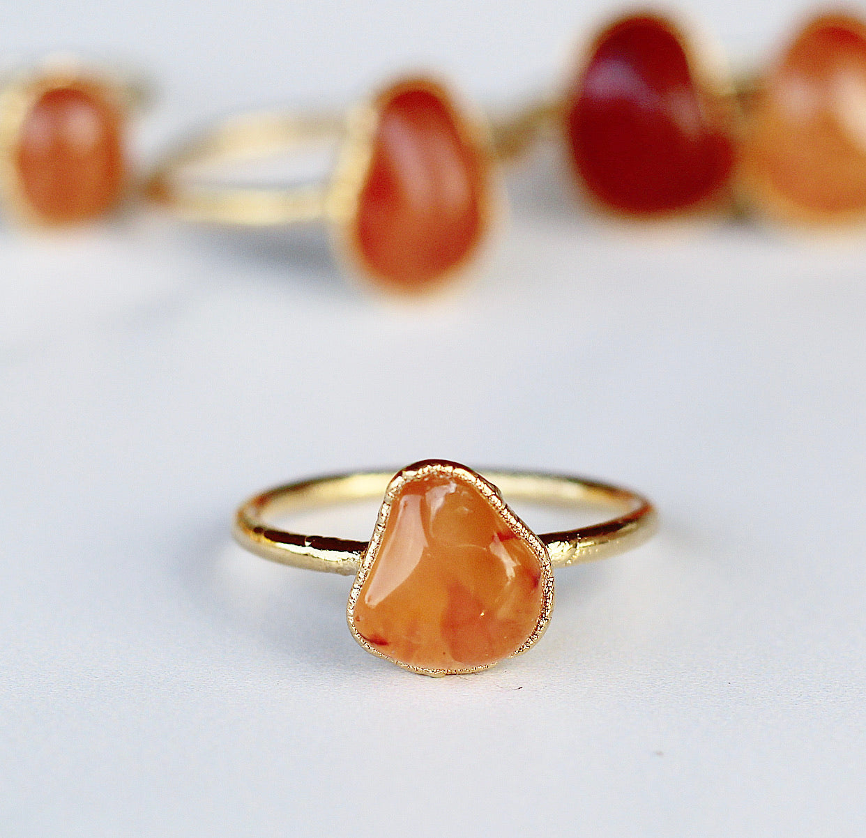 Chunky Carnelian Ring in Gold, orange crystal ring, root chakra ring, gemstone ring gold, carnelian gemstone, raw stone ring, chunky raw stone, gold band, raw carnelian ring, carnelian ring gold, gold and carnelian, buddha blossom, blossom jewels